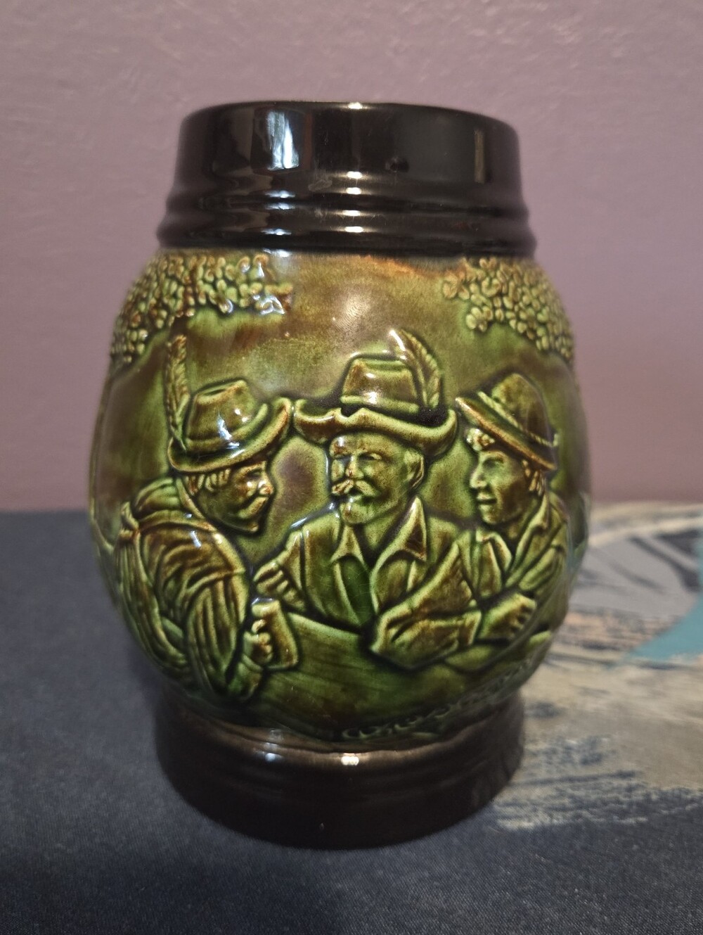 Vintage Glazed Beer Mug Stein Men Drinking